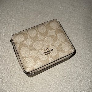 Coach Beige Signature Canvas Jewelry Holder